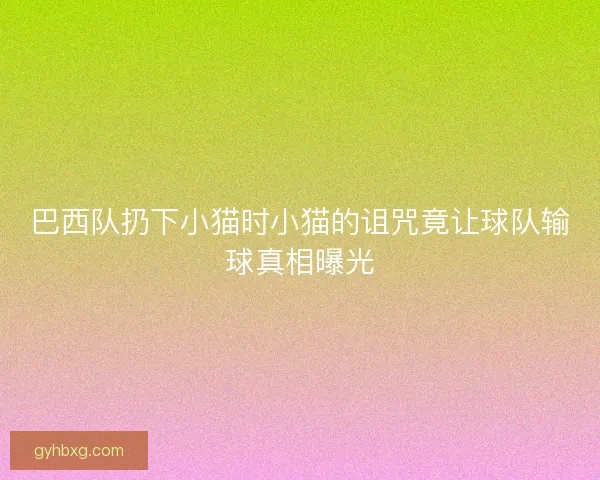 巴西队扔下小猫时小猫的诅咒竟让球队输球真相曝光